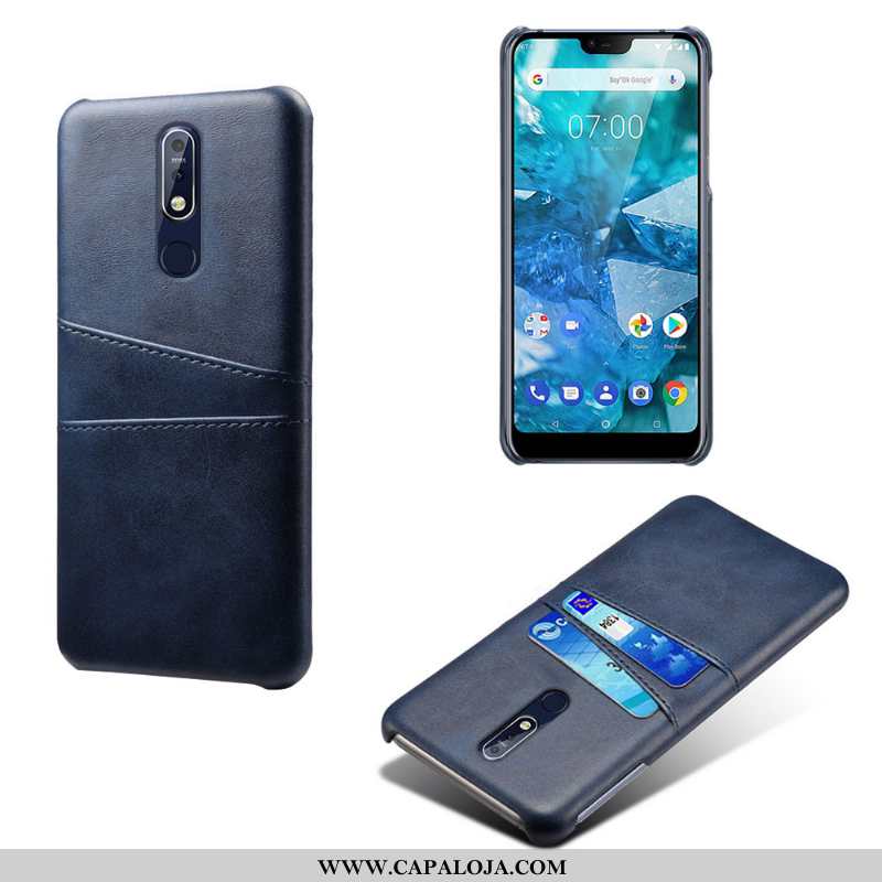 Capas Nokia 7.1 Couro Cinza Retro Telemóvel, Capa Nokia 7.1 Protetoras Baratos