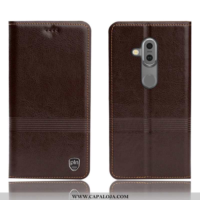 Capas Nokia 7 Plus Couro Genuíno Cases Masculino Feminino Preto, Capa Nokia 7 Plus Protetoras Compra