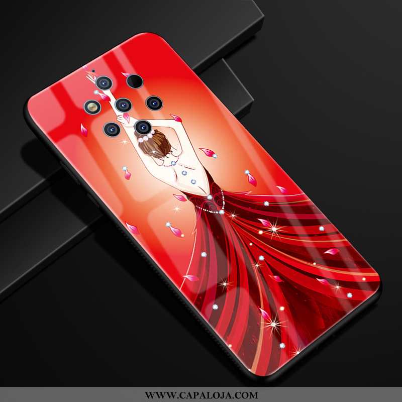 Capas Nokia 9 Pureview Vidro Vermelha Antiqueda Vermelho, Capa Nokia 9 Pureview Criativas Baratas