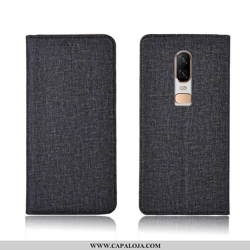 Capas Oneplus 6 Linho Masculino Silicone Antiqueda Preto, Capa Oneplus 6 Couro Barato