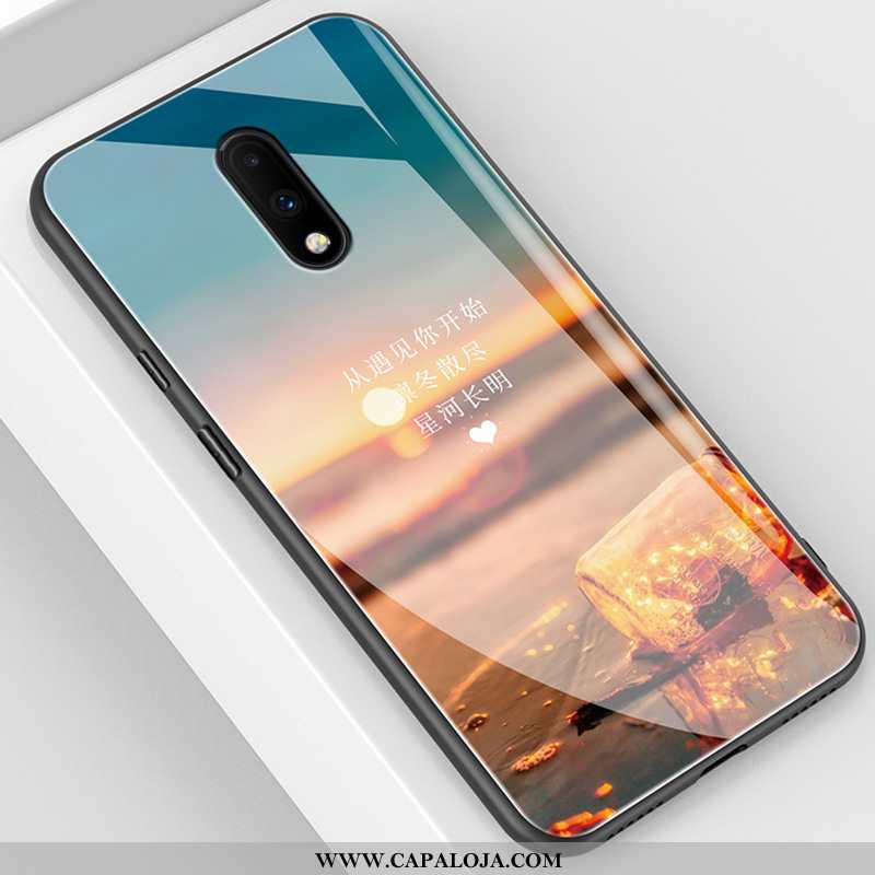 Capas Oneplus 7 Fosco Cases Vidro Vermelha Azul, Capa Oneplus 7 Criativas Promoção