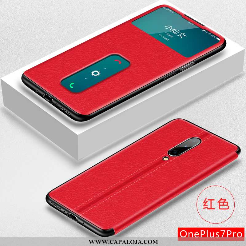 Capas Oneplus 7 Pro Protetoras Completa Super Couro Vermelho, Capa Oneplus 7 Pro Personalizado Venda