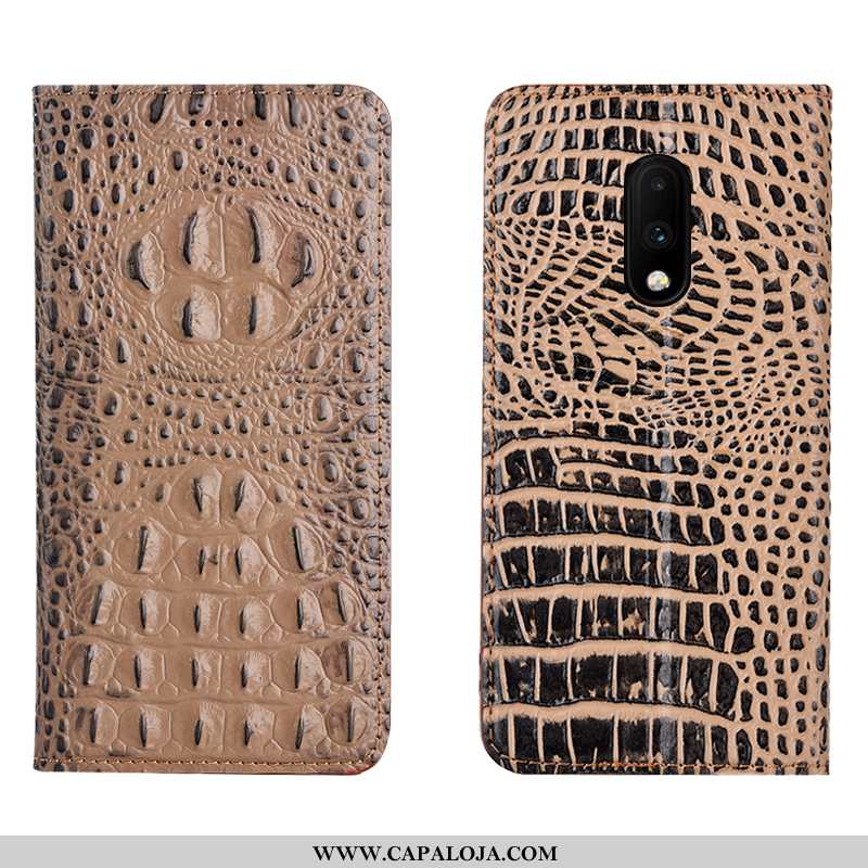 Capas Oneplus 7 Protetoras Cover Crocs Antiqueda Caqui, Capa Oneplus 7 Couro Genuíno Baratos