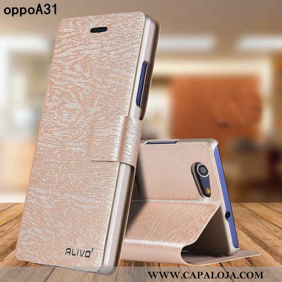 Capas Oppo A31 Couro Cases Antiqueda Dourado, Capa Oppo A31 Protetoras Barato