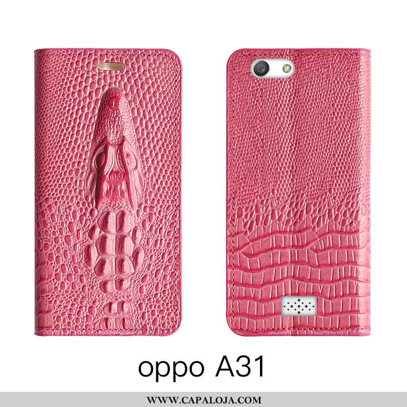 Capas Oppo A31 Couro Genuíno Vermelha Vaca De Grau Rosa, Capa Oppo A31 Couro Promoção