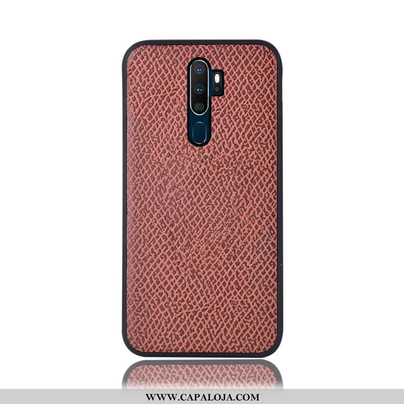 Capas Oppo A5 2020 Couro Genuíno Telemóvel Traseira Vermelha Rosa, Capa Oppo A5 2020 Protetoras Onli