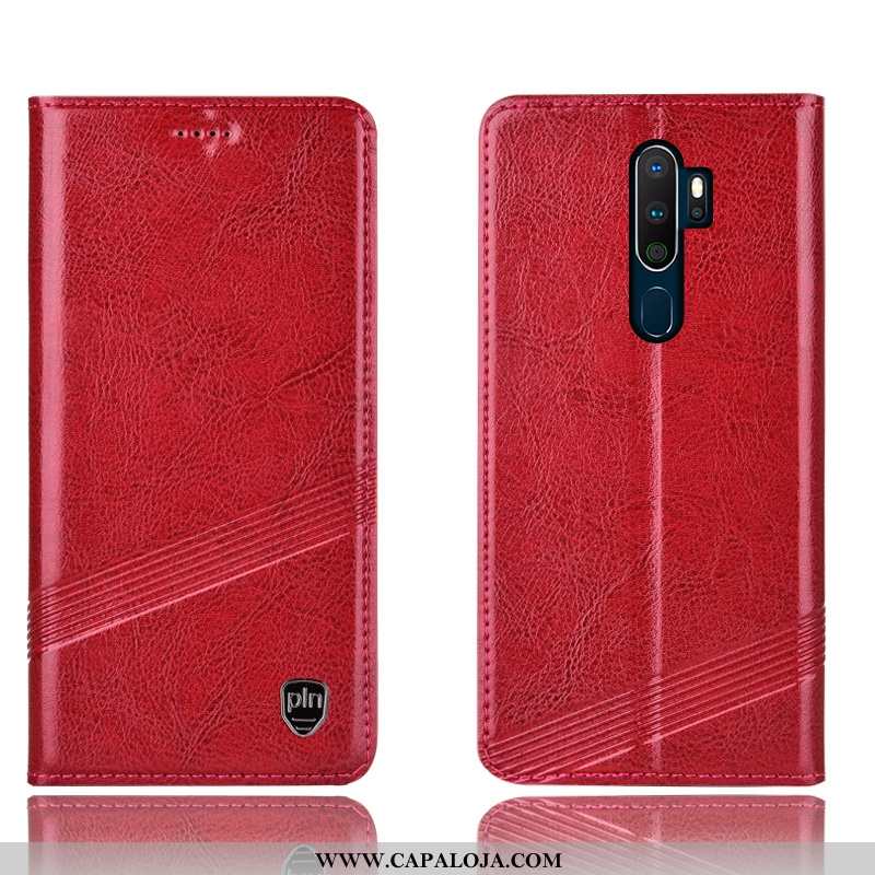 Capas Oppo A5 2020 Couro Legitimo Antiqueda Cases Completa Vermelho, Capa Oppo A5 2020 Protetoras Ve