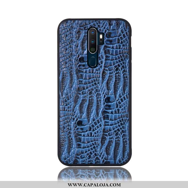 Capas Oppo A5 2020 Couro Legitimo Antiqueda Traseira Cases Azul, Capa Oppo A5 2020 Protetoras Barata