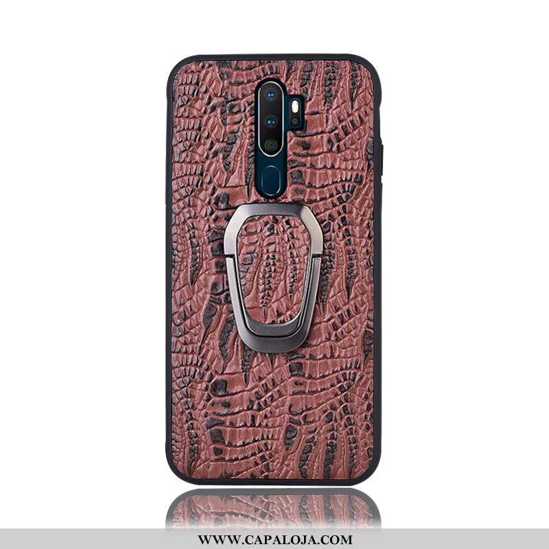 Capas Oppo A9 2020 Couro Legitimo Traseira Suporte Castanho, Capa Oppo A9 2020 Protetoras Promoção