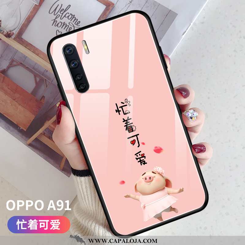 Capas Oppo A91 Desenho Animado Cases Tendencia Slim Rosa, Capa Oppo A91 Bonitos Barato