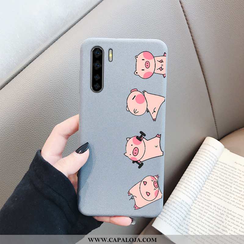 Capas Oppo A91 Fofas Fosco Desenho Animado Minimalista Cinza, Capa Oppo A91 Tendencia Online