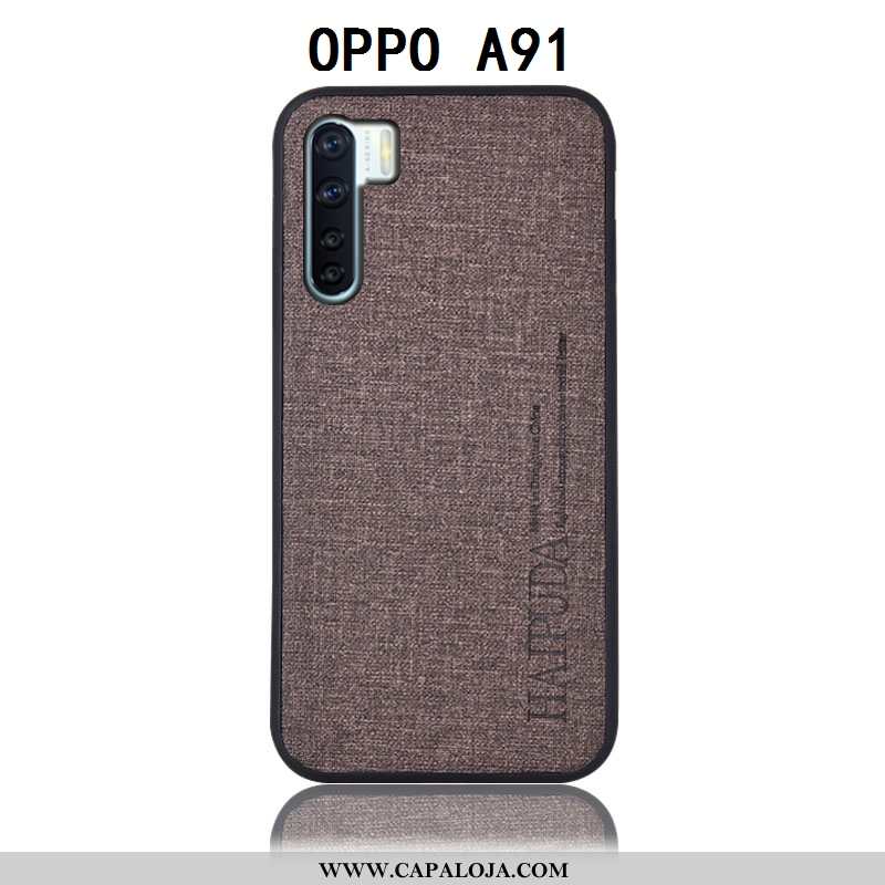 Capas Oppo A91 Linho Traseira Protetoras Cinza, Capa Oppo A91 Couro Baratos