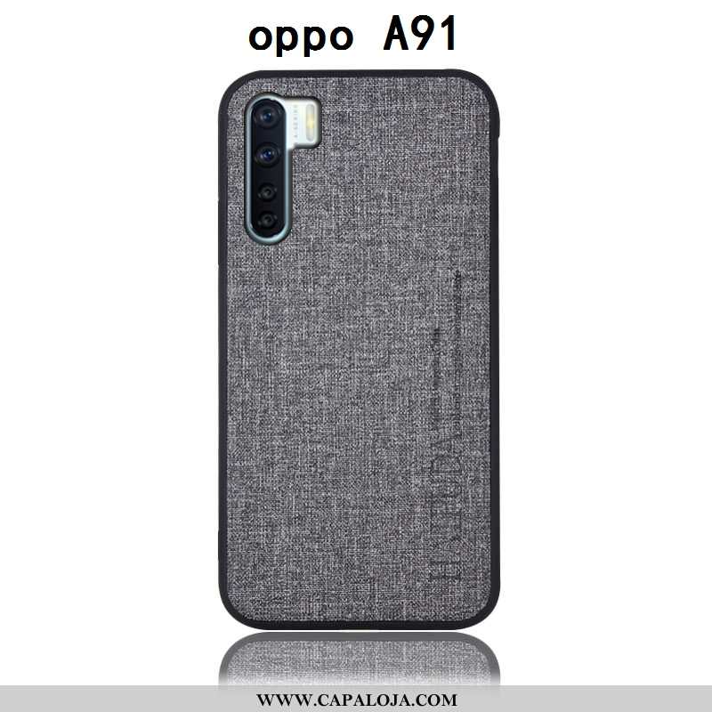 Capas Oppo A91 Linho Traseira Protetoras Cinza, Capa Oppo A91 Couro Baratos