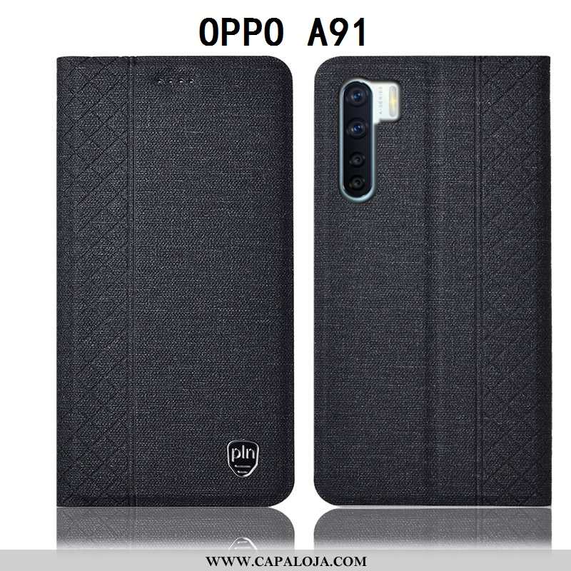 Capas Oppo A91 Protetoras Antiqueda Preto Cover, Capa Oppo A91 Linho Barato