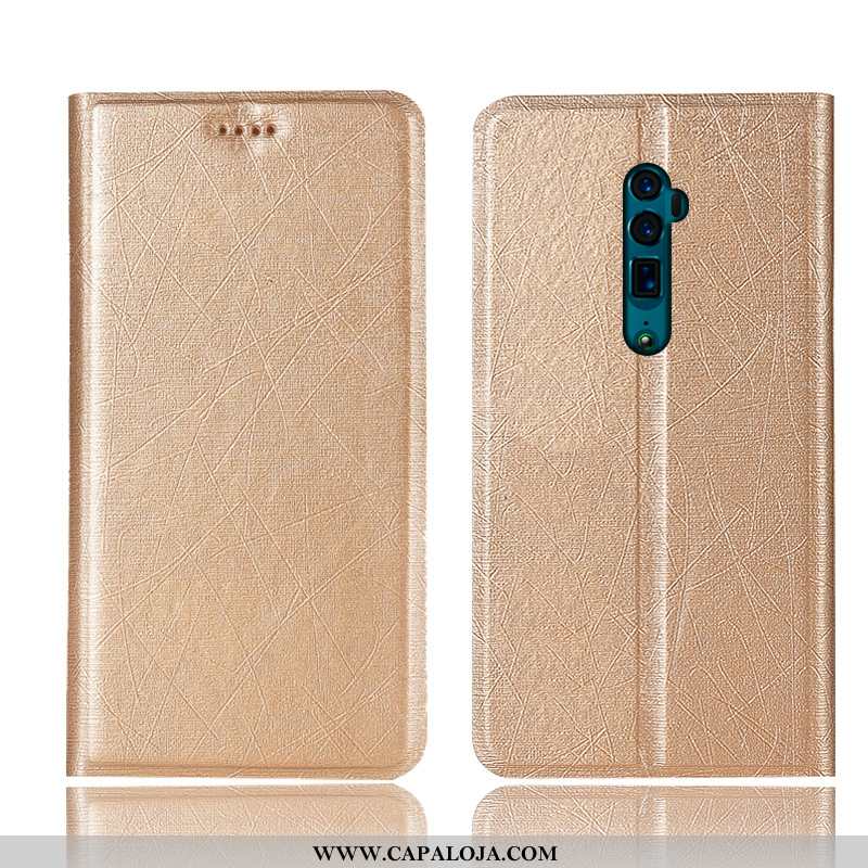 Capas Oppo Reno 10x Zoom Couro Cases Telemóvel Dourado, Capa Oppo Reno 10x Zoom Protetoras Barato