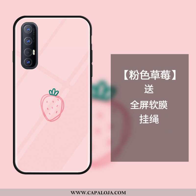 Capas Oppo Reno 3 Pro Vidro Completa Feminino Moranguinho Rosa, Capa Oppo Reno 3 Pro Protetoras Comp