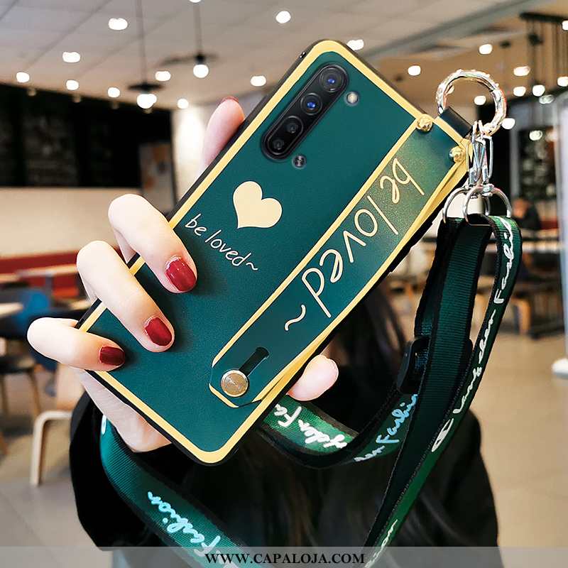 Capas Oppo Reno 3 Silicone Coração Antiqueda Feminino Verde, Capa Oppo Reno 3 Cordao Venda