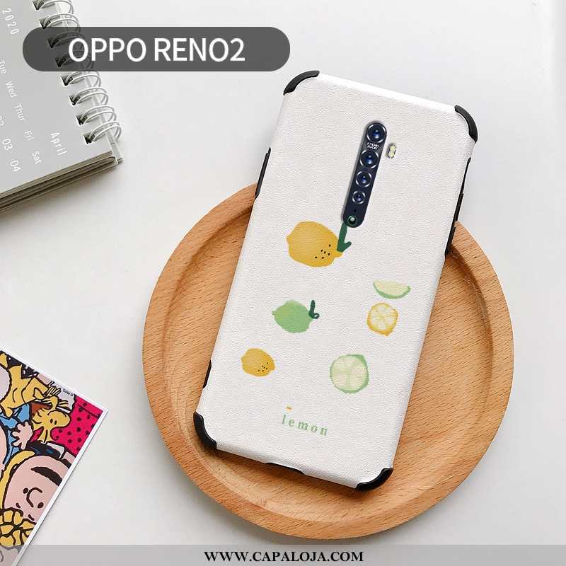 Capas Oppo Reno2 Fofas Cases Telemóvel Limão Branco, Capa Oppo Reno2 Couro Baratos