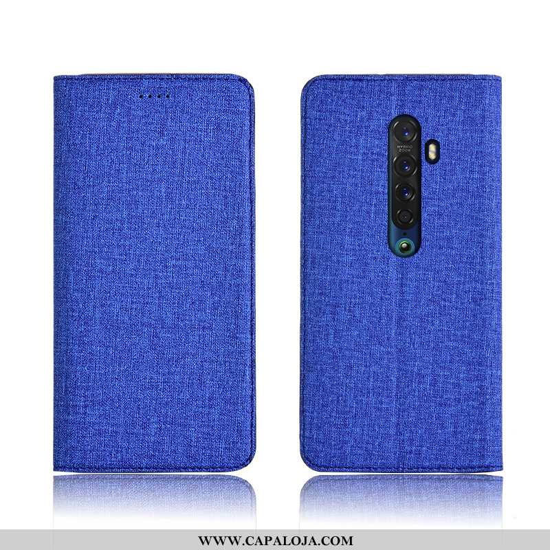 Capas Oppo Reno2 Linho Silicone Cover Azul Escuro, Capa Oppo Reno2 Couro Promoção