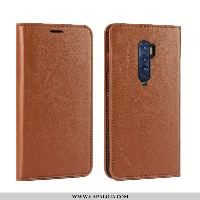 Capas Oppo Reno2 Protetoras Caqui Couro Genuíno Feminino, Capa Oppo Reno2 Luxo Barato