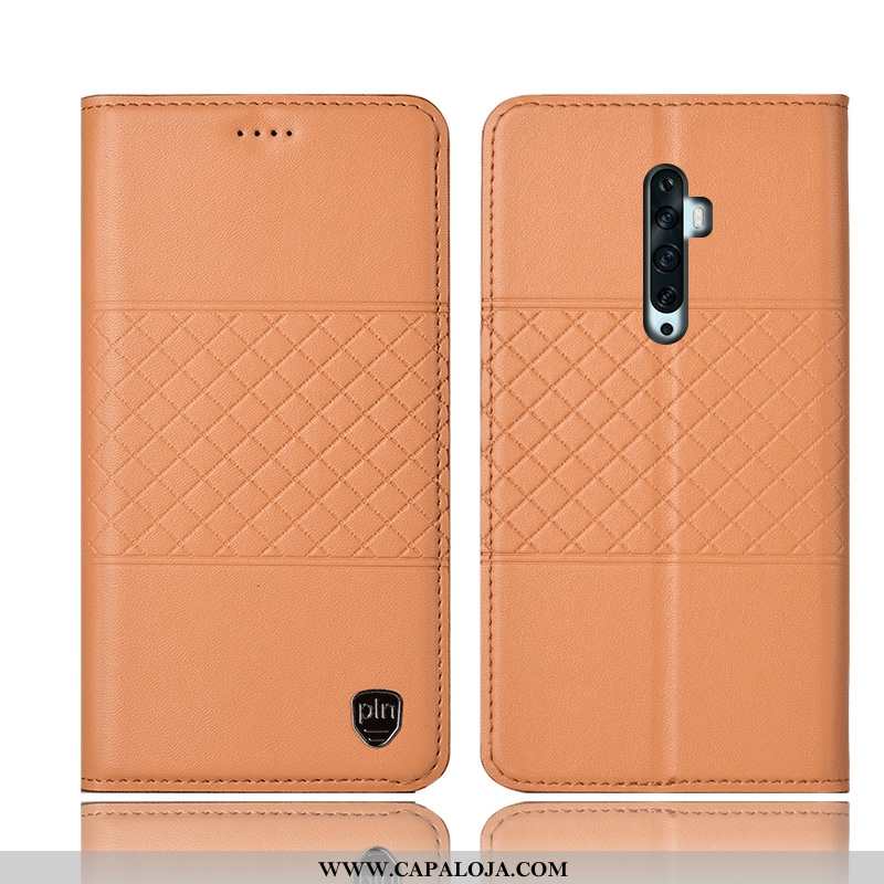 Capas Oppo Reno2 Z Couro Legitimo Completa Telemóvel Amarelo, Capa Oppo Reno2 Z Protetoras Baratas