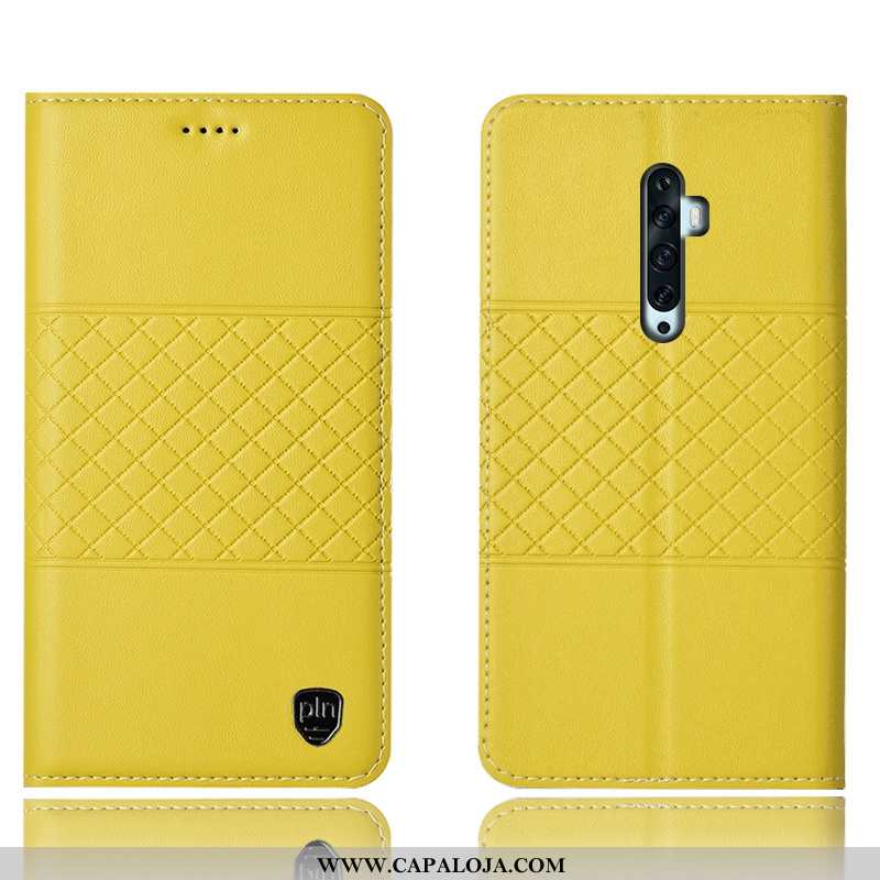 Capas Oppo Reno2 Z Couro Legitimo Completa Telemóvel Amarelo, Capa Oppo Reno2 Z Protetoras Baratas