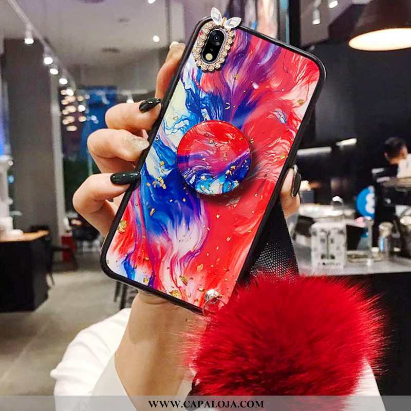 Capas Samsung Galaxy A10 Cordao Antiqueda Bola Cravejado Vermelho, Capa Samsung Galaxy A10 Tendencia