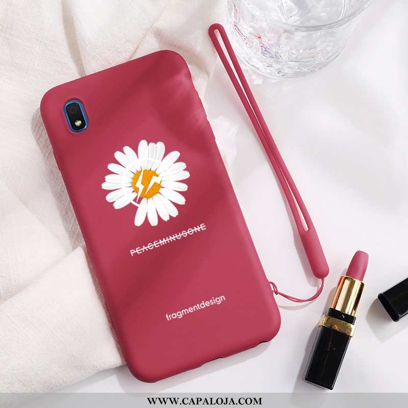 Capas Samsung Galaxy A10 Protetoras Cases Crisântemo Pequena Vermelho, Capa Samsung Galaxy A10 Silic