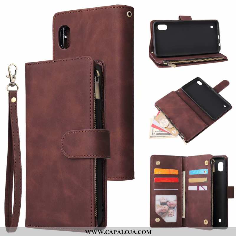 Capas Samsung Galaxy A10 Ziper Telemóvel Completa Cover Preto, Capa Samsung Galaxy A10 Carteira Vend