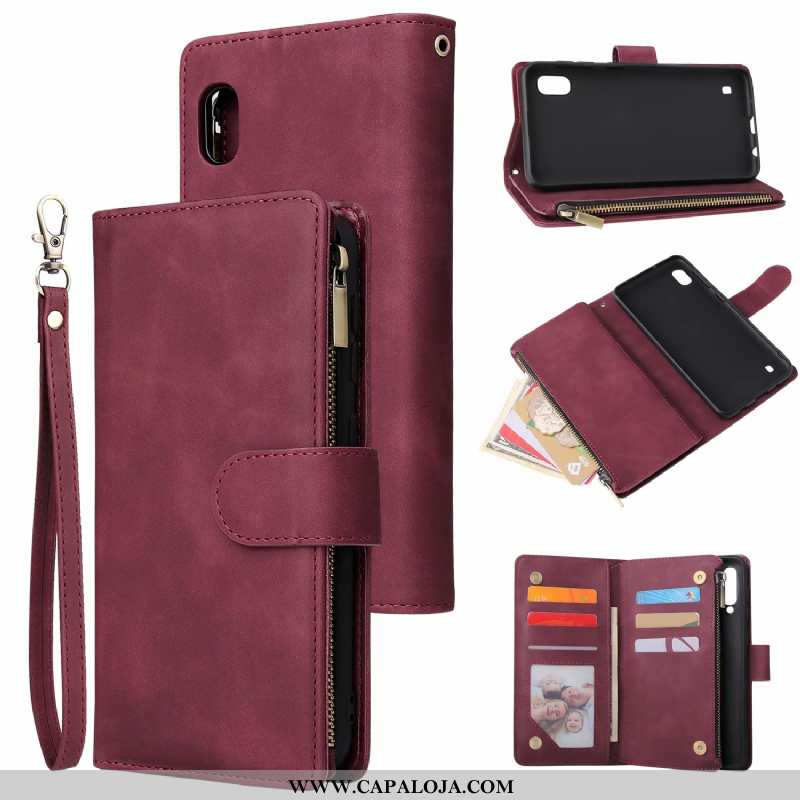 Capas Samsung Galaxy A10 Ziper Telemóvel Completa Cover Preto, Capa Samsung Galaxy A10 Carteira Vend