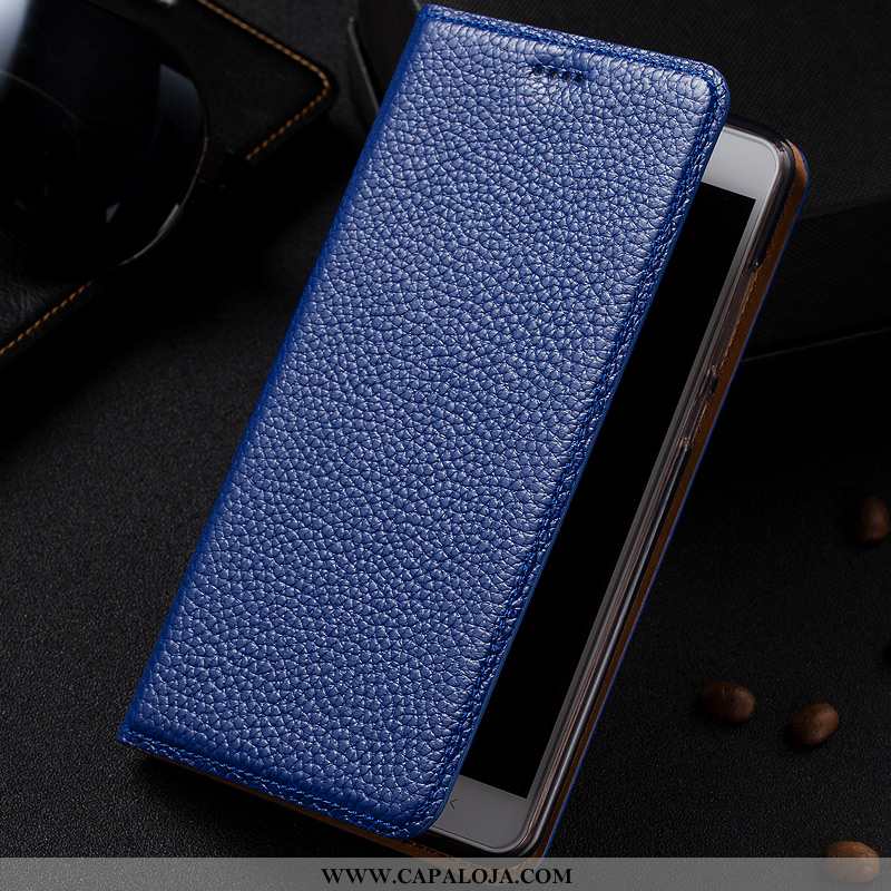 Capas Samsung Galaxy A10s Couro Genuíno Antiqueda Cover Azul Escuro, Capa Samsung Galaxy A10s Protet