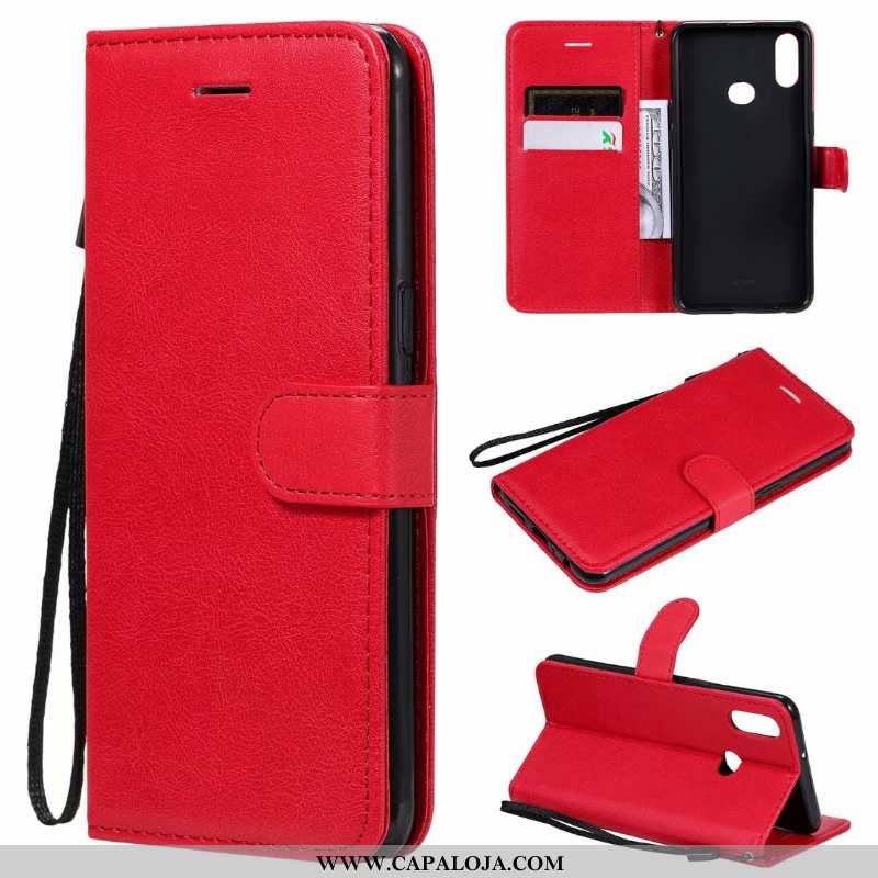 Capas Samsung Galaxy A10s Couro Telemóvel Vermelha Lisas Vermelho, Capa Samsung Galaxy A10s Baratos