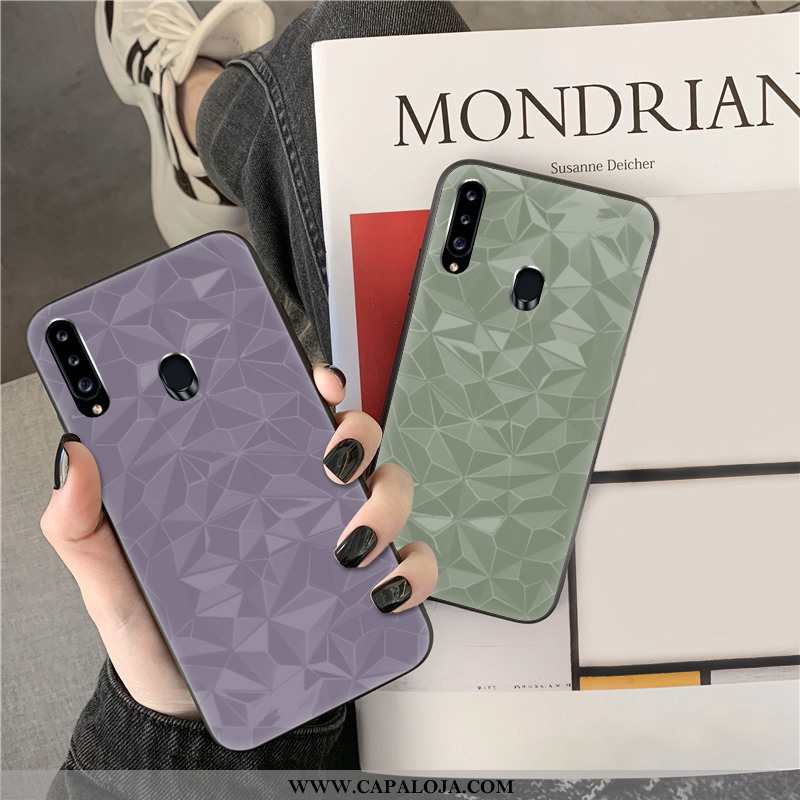 Capas Samsung Galaxy A20s Soft Quadriculada Minimalista Lisas Roxo, Capa Samsung Galaxy A20s Persona