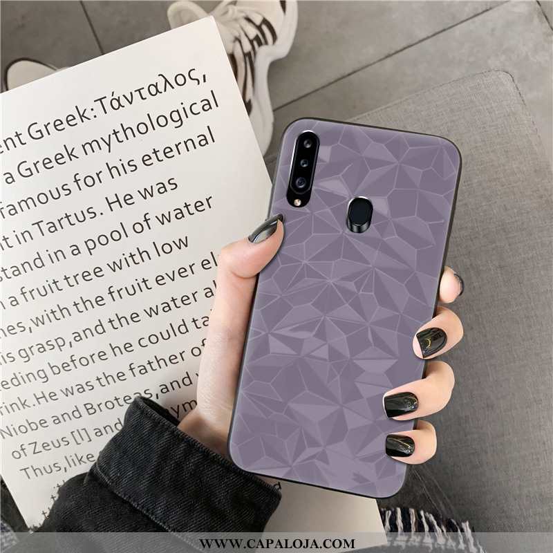 Capas Samsung Galaxy A20s Soft Quadriculada Minimalista Lisas Roxo, Capa Samsung Galaxy A20s Persona