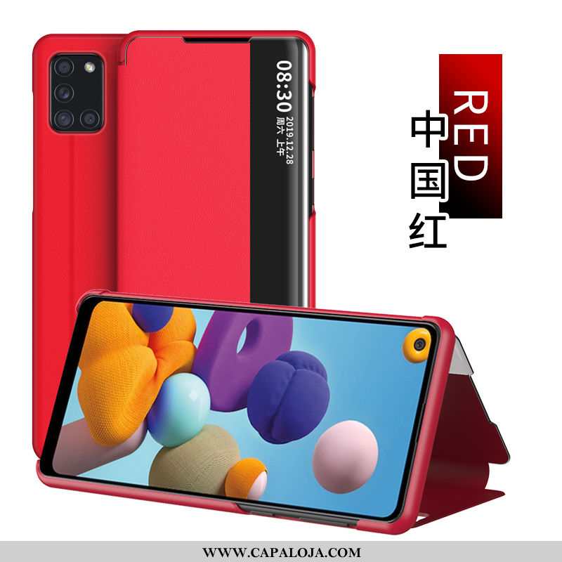 Capas Samsung Galaxy A21s Couro Antiqueda Cases Telemóvel Vermelho, Capa Samsung Galaxy A21s Proteto