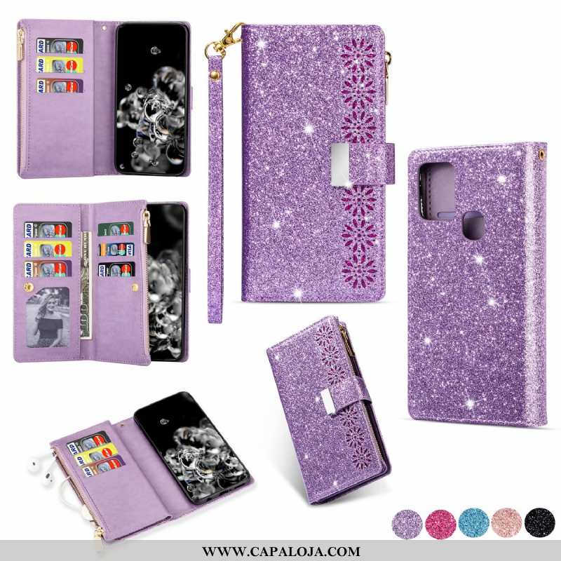 Capas Samsung Galaxy A21s Couro Cover Mais Roxa Roxo, Capa Samsung Galaxy A21s Telemóvel Barato