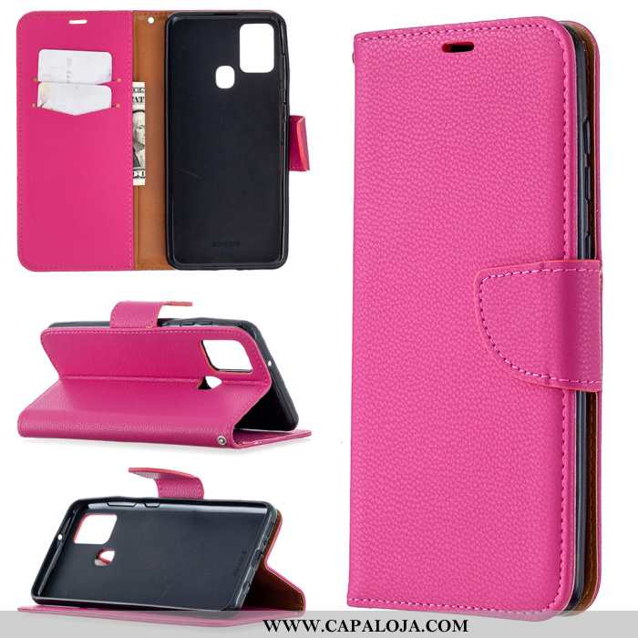 Capas Samsung Galaxy A21s Couro Rosa Telemóvel Lisas, Capa Samsung Galaxy A21s Protetoras Baratos