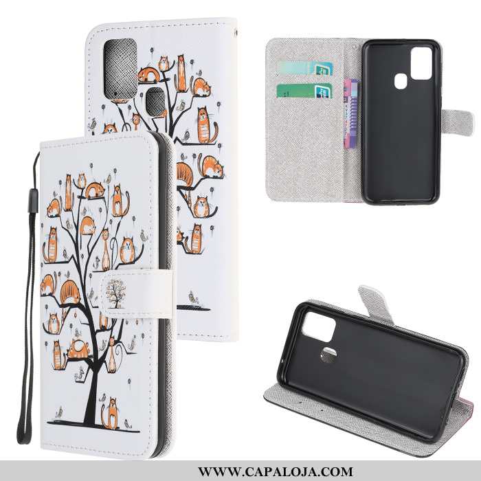 Capas Samsung Galaxy A21s Desenho Animado Cases Telemóvel Branco, Capa Samsung Galaxy A21s Couro Bar