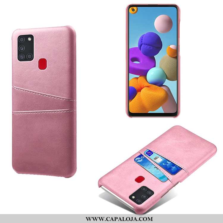 Capas Samsung Galaxy A21s Personalizada Vaca Antiqueda Rosa, Capa Samsung Galaxy A21s Couro Baratos