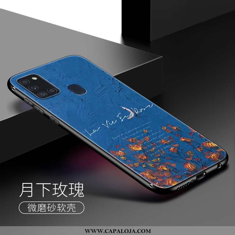 Capas Samsung Galaxy A21s Silicone Soft Colorido Telemóvel Azul, Capa Samsung Galaxy A21s Fosco Prom