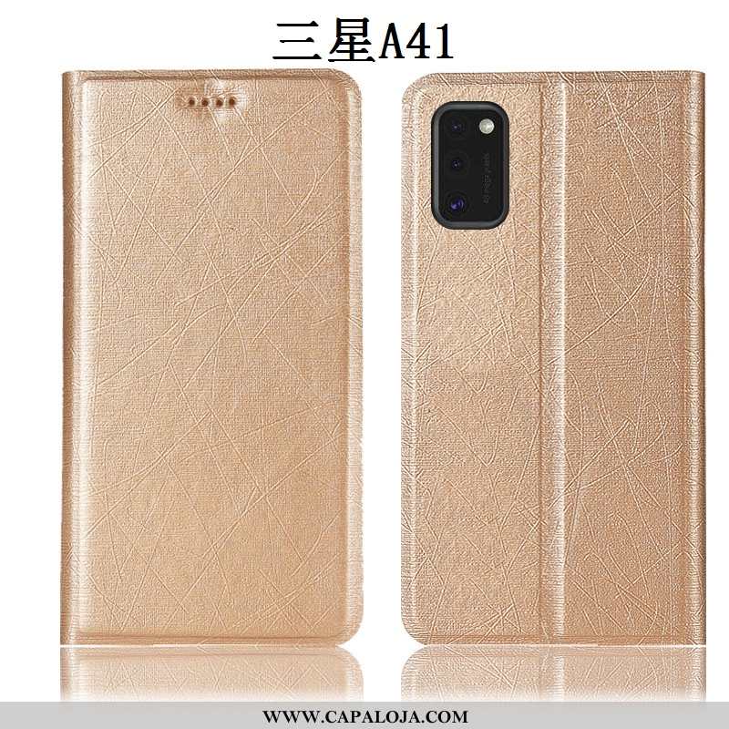 Capas Samsung Galaxy A41 Couro Antiqueda Cover Dourada Dourado, Capa Samsung Galaxy A41 Protetoras V