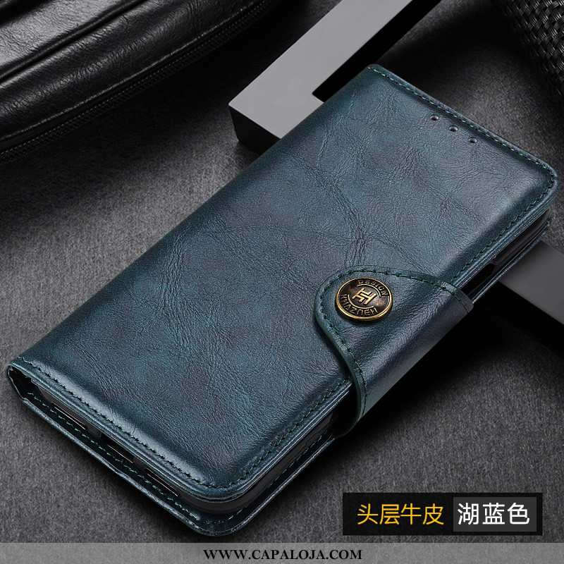 Capas Samsung Galaxy A50 Couro Legitimo Antiqueda Cover Telemóvel Azul Escuro, Capa Samsung Galaxy A