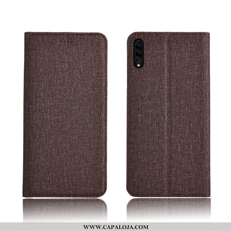 Capas Samsung Galaxy A50s Linho Soft Tendencia Telemóvel Castanho, Capa Samsung Galaxy A50s Fosco Ve