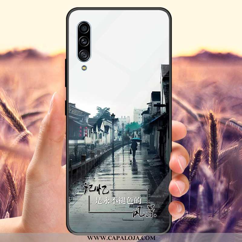 Capas Samsung Galaxy A50s Vidro Feminino Personalizadas Malha Azul Escuro, Capa Samsung Galaxy A50s 