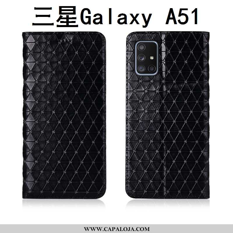 Capas Samsung Galaxy A51 Protetoras Antiqueda Feminino Couro Legitimo Preto, Capa Samsung Galaxy A51