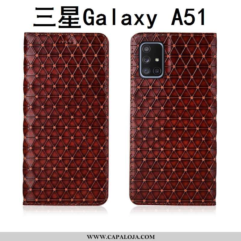 Capas Samsung Galaxy A51 Protetoras Antiqueda Feminino Couro Legitimo Preto, Capa Samsung Galaxy A51