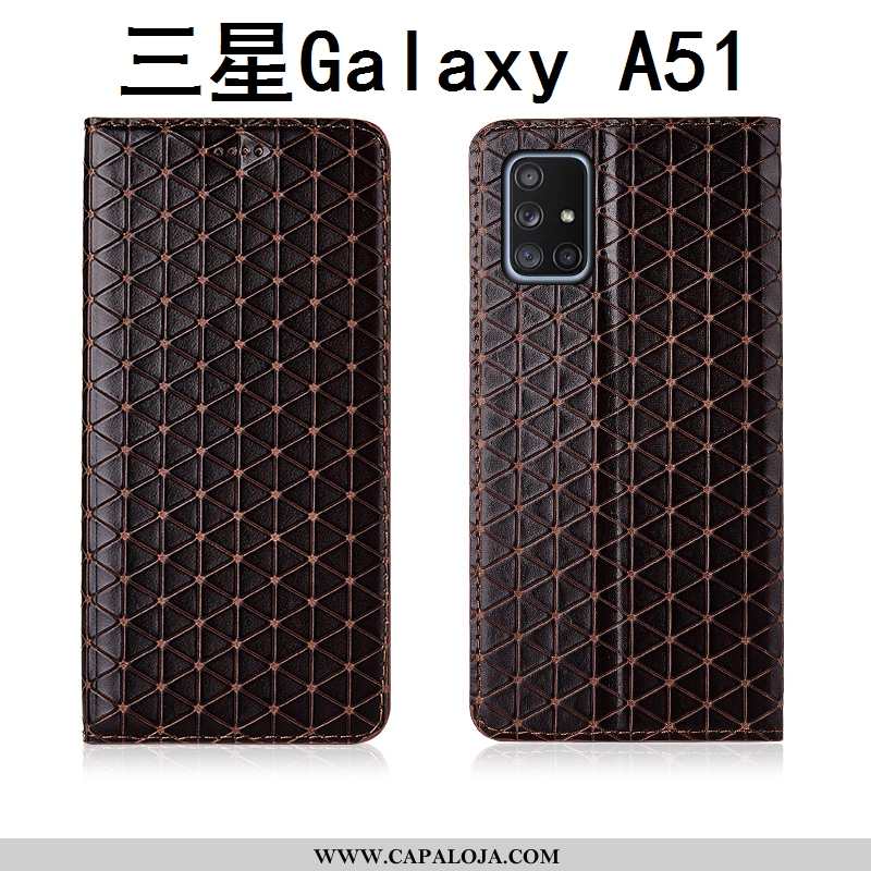 Capas Samsung Galaxy A51 Protetoras Antiqueda Feminino Couro Legitimo Preto, Capa Samsung Galaxy A51