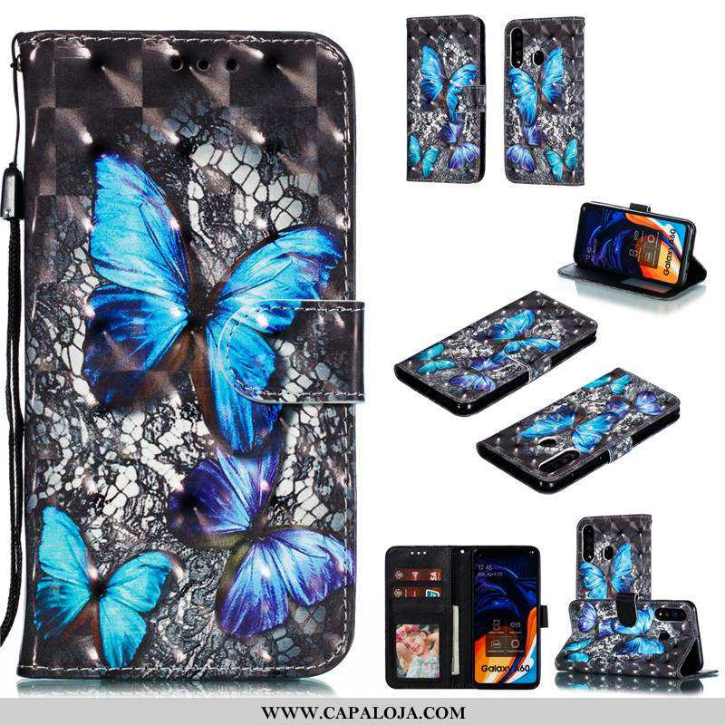 Capas Samsung Galaxy A60 Fofas Telemóvel Protetoras Azul, Capa Samsung Galaxy A60 Couro Baratas