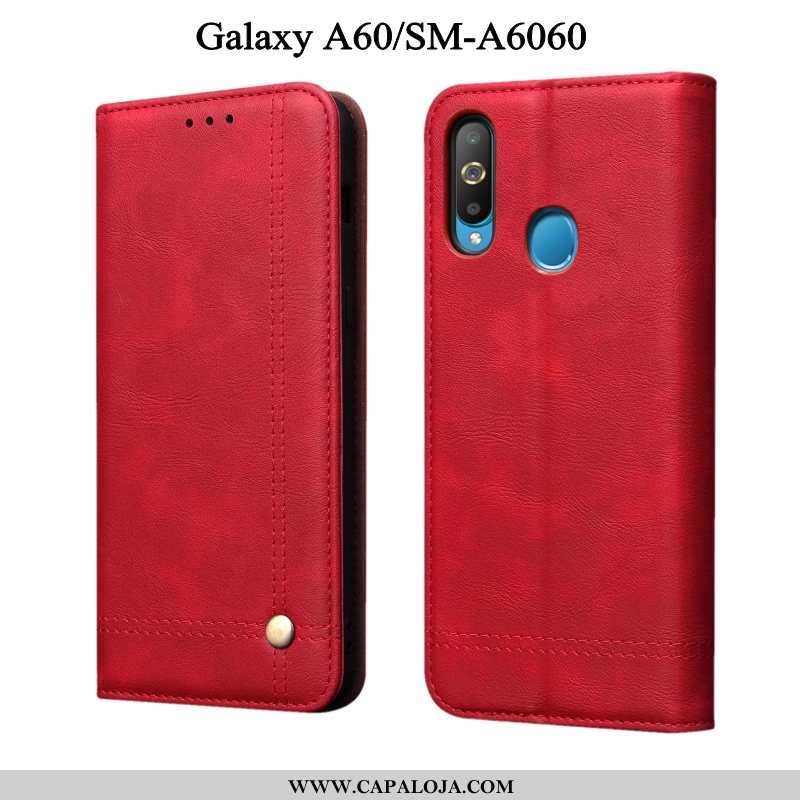 Capas Samsung Galaxy A60 Soft Telemóvel Couro Preto, Capa Samsung Galaxy A60 Protetoras Venda