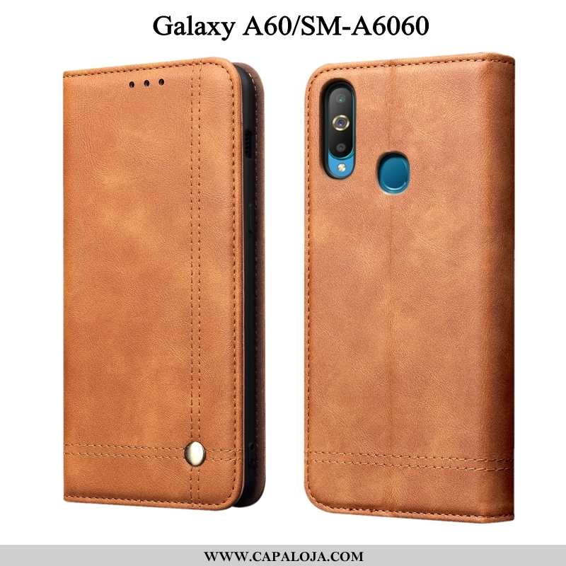 Capas Samsung Galaxy A60 Soft Telemóvel Couro Preto, Capa Samsung Galaxy A60 Protetoras Venda